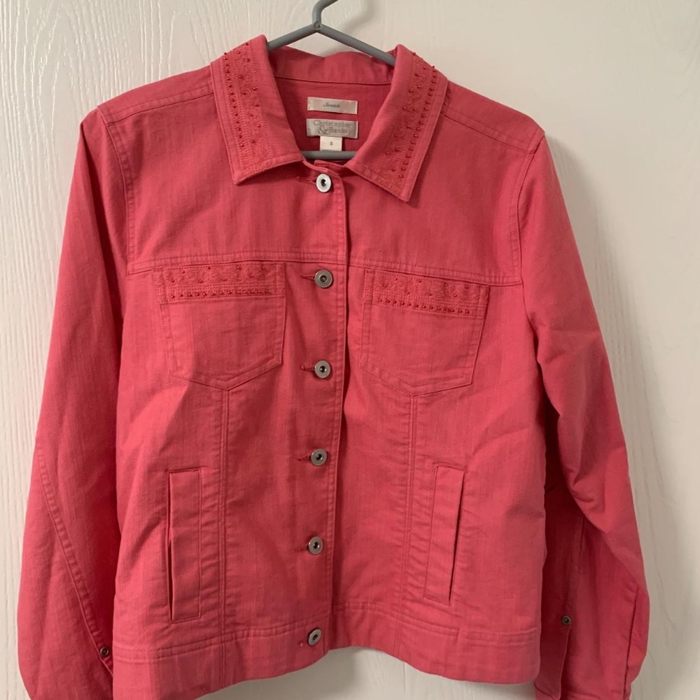 Christopher & Banks Beaded Coral Jacket